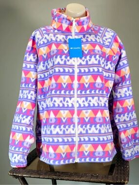 NWT Columbia Purple Pink Orange Geo Fleece Jacket 3x
